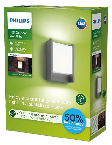 Arbour UltraEfficient venkovní nástěnné LED svítidlo 3,8W 800lm 3000K IP44, antracit