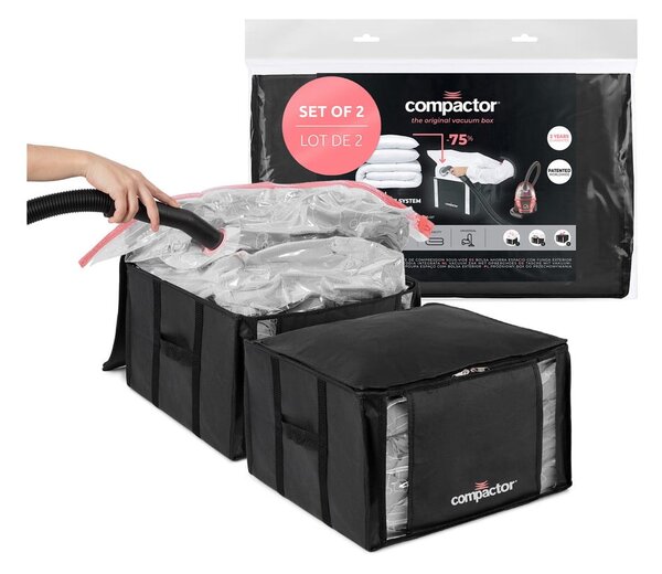 Vakuové vyztužené látkové úložné boxy na oblečení v sadě 2 ks 42x25x25 cm Black Edition – Compactor