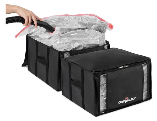 Vakuové vyztužené látkové úložné boxy na oblečení v sadě 2 ks 42x25x25 cm Black Edition – Compactor