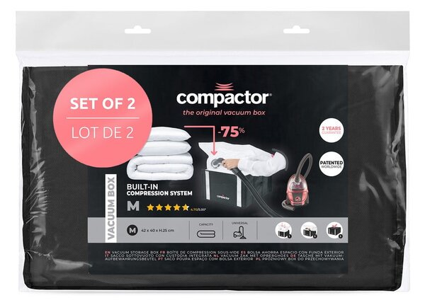 Vakuové vyztužené látkové úložné boxy na oblečení v sadě 2 ks 42x25x25 cm Black Edition – Compactor