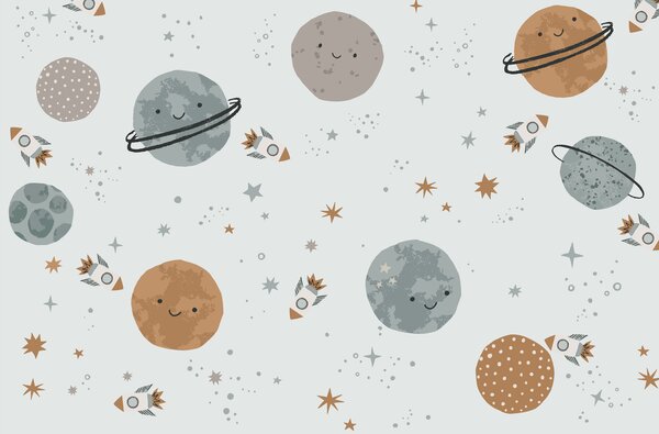 Fototapeta Vzor planet a raket, Vesmírné fototapety, Populární fototapety, w01417 - Tapeko.co.cz