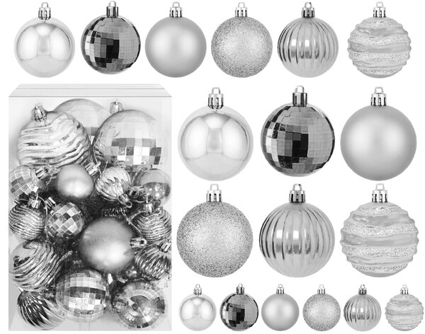 Tutumi, sada vánočních závěsných ozdob 36ks KL-21X08, stříbrná, CHR-00656