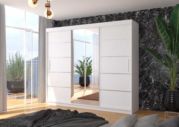ADRK Šatní zrcadlová skříň posuvná SALTO W 250, bílá