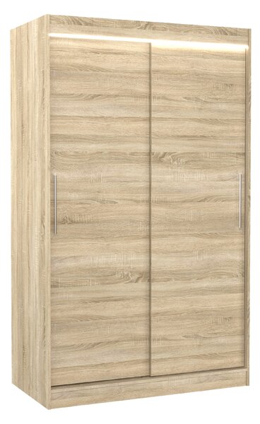 ADRK Šatní skříň posuvná s LED osvětlením COLLIN S 120 L, dub sonoma