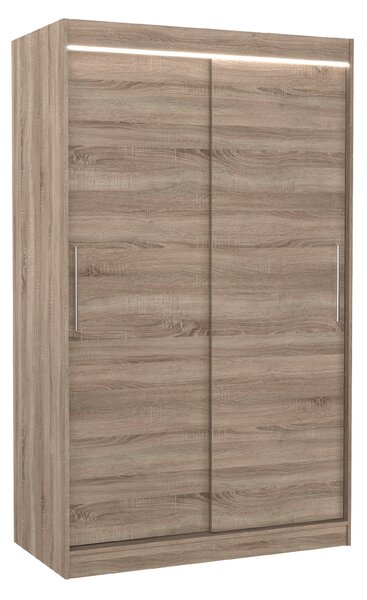 ADRK Šatní skříň posuvná s LED osvětlením COLLIN T 120 L, truffle
