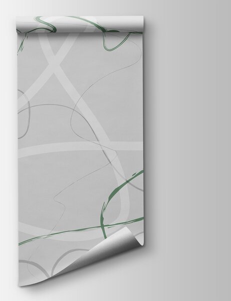 Fototapeta Zelené a šedé vířivé čáry, Designové fototapety na zeď, Populární fototapety, w01455v1 - Tapeko.co.cz