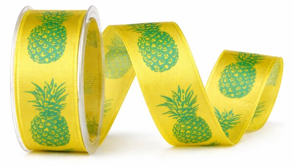 Stuha saténová žlutá PINEAPPLE POP Yellow 25mm x 2,5m (8,-Kč/m)