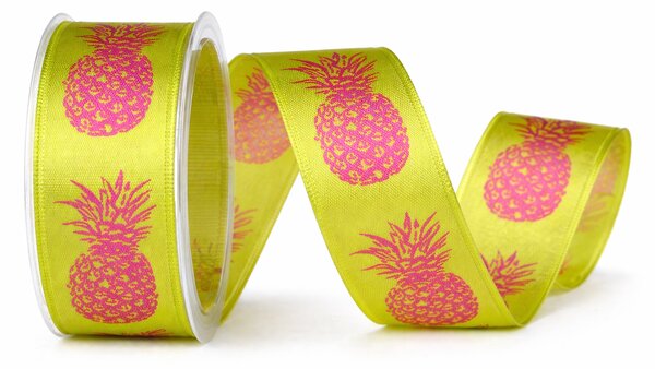 Stuha saténová zelená PINEAPPLE POP Lime 25mm x 2,5m (8,-Kč/m)