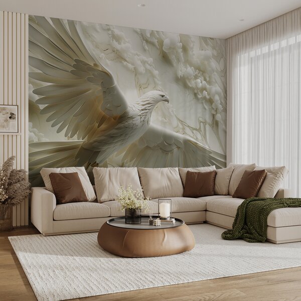 Fototapeta Bílý pták letící ve vzduchu, Mramorové fototapety, Populární fototapety, w01477 - Tapeko.co.cz