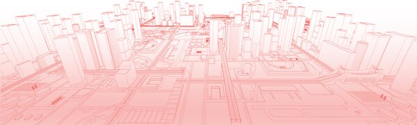 Fototapeta Červená kresba města, Fototapeta s panoramatem města, Populární fototapety, w01026v2 - Tapeko.co.cz