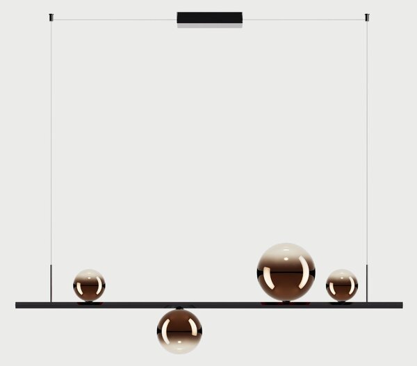 Lodes Závěsné lineární LED svítidlo RANDOM STICK, Medium, d.120cm Teplota světla: 2700, Barva stínidla: Oranžová, Barva baldachýnu: Zlatá