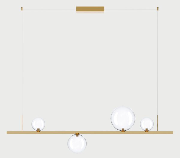 Lodes Závěsné lineární LED svítidlo RANDOM STICK, Medium, d.120cm Teplota světla: 2700, Barva stínidla: Oranžová, Barva baldachýnu: Zlatá
