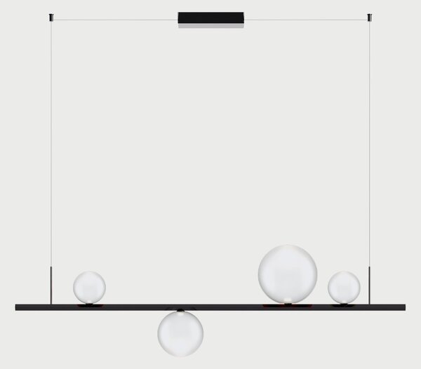 Lodes Závěsné lineární LED svítidlo RANDOM STICK, Medium, d.120cm Teplota světla: 2700, Barva stínidla: Oranžová, Barva baldachýnu: Zlatá