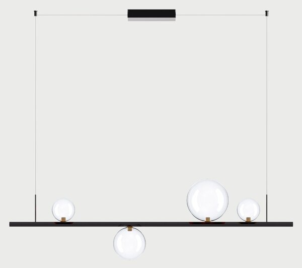 Lodes Závěsné lineární LED svítidlo RANDOM STICK, Medium, d.120cm Teplota světla: 2700, Barva stínidla: Oranžová, Barva baldachýnu: Zlatá