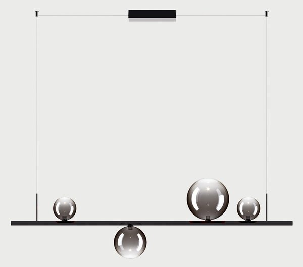 Lodes Závěsné lineární LED svítidlo RANDOM STICK, Medium, d.120cm Teplota světla: 2700, Barva stínidla: Kouřová, Barva baldachýnu: Černá