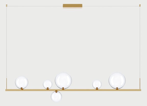 Lodes Závěsné lineární LED svítidlo RANDOM STICK, Long, d.150cm Teplota světla: 2700, Barva stínidla: Zlatá, Barva baldachýnu: Černá