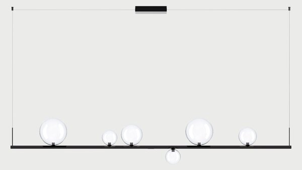 Lodes Závěsné lineární LED svítidlo RANDOM STICK, XL, d.180cm Teplota světla: 2700, Barva stínidla: Kouřová, Barva baldachýnu: Černá