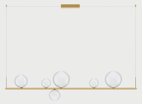 Lodes Závěsné lineární LED svítidlo RANDOM STICK, Long, d.150cm Teplota světla: 2700, Barva stínidla: Zlatá, Barva baldachýnu: Černá
