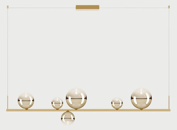 Lodes Závěsné lineární LED svítidlo RANDOM STICK, Long, d.150cm Teplota světla: 2700, Barva stínidla: Zlatá, Barva baldachýnu: Zlatá