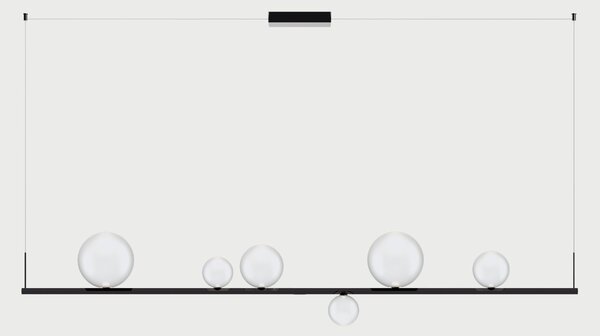 Lodes Závěsné lineární LED svítidlo RANDOM STICK, XL, d.180cm Teplota světla: 2700, Barva stínidla: Kouřová, Barva baldachýnu: Černá