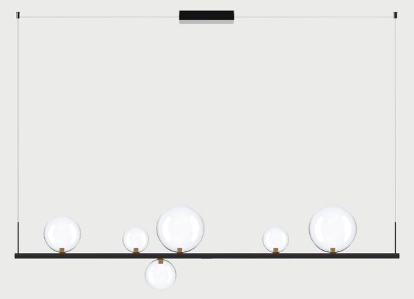 Lodes Závěsné lineární LED svítidlo RANDOM STICK, Long, d.150cm Teplota světla: 2700, Barva stínidla: Zlatá, Barva baldachýnu: Černá