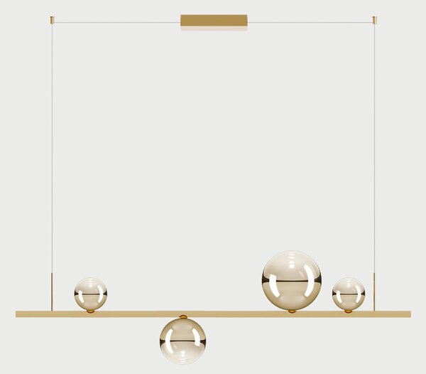 Lodes Závěsné lineární LED svítidlo RANDOM STICK, Medium, d.120cm Teplota světla: 2700, Barva stínidla: Zlatá, Barva baldachýnu: Zlatá