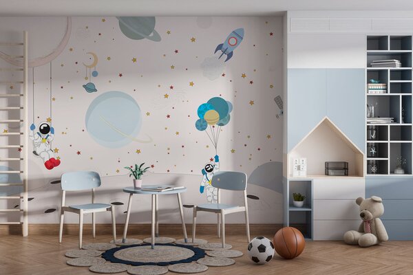 Fototapety Vesmírný design s astronauty, planetami, raketami a hvězdami, Fototapety space, w01489 : uwalls.cz