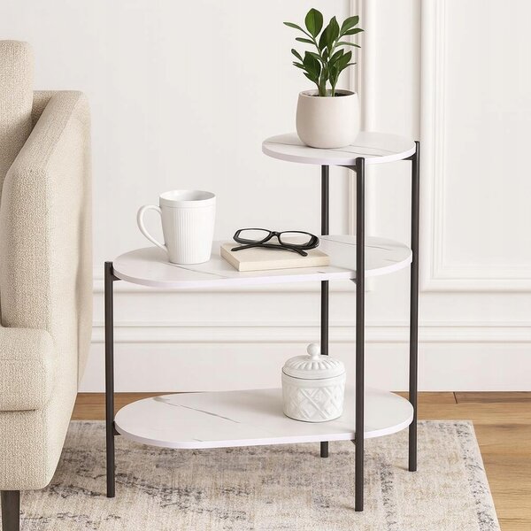 Stolek Home Styling Collection oválný 64 x 33 x 63cm bílý