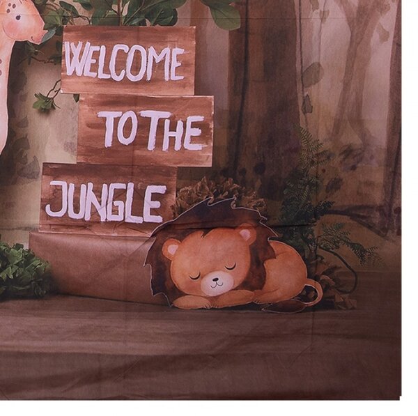 Látkové pozadí na focení / závěs do dětského pokoje se zvířátky Welcome to the Jungle – 180x210 cm