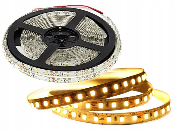 LED pásek 9,6W/m BÍLÁ TEPLÁ 24V HQS-2835-9,6W-120LED-WW 5M