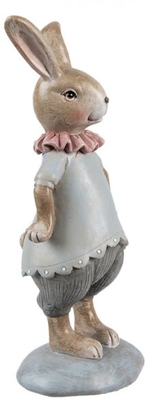 Velikonoční figurka malý zajíc s růžovým límcem v šedém Corneel – 19 cm
