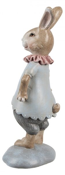 Velikonoční figurka malý zajíc s růžovým límcem v šedém Corneel – 19 cm