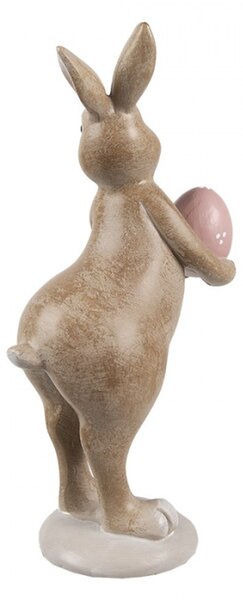 Velikonoční figurka hnědý zajíček se chlubí růžovým vajíčkem Vrollenberg – 18 cm
