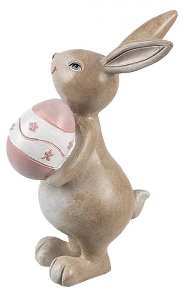 Velikonoční figurka hnědý zajíček se chlubí růžovým vajíčkem Vrollenberg – 15 cm