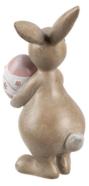 Velikonoční figurka hnědý zajíček se chlubí růžovým vajíčkem Vrollenberg – 15 cm