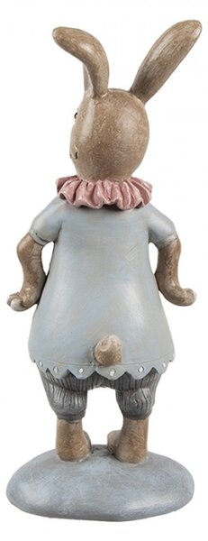 Velikonoční figurka malý zajíc s růžovým límcem v šedém Corneel – 19 cm