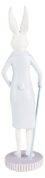 Fialová figurka bílý zajíček na podstavci – 10x40 cm