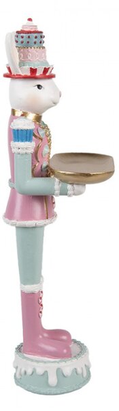 Modrá dortová figurka bílý zajíček s tácem – 25 cm
