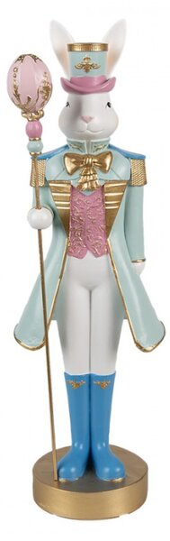 Modrá dortová figurka bílý zajíček principál – 10x9x31 cm