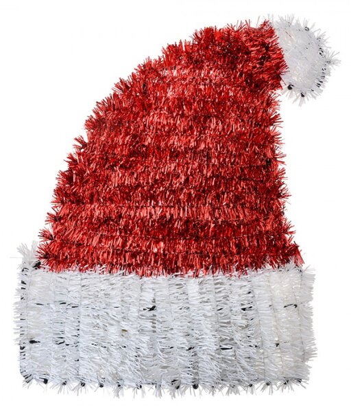 Vánoční dekorace čepice Santy Clause ze střapatého řetězu s cesmínou – 33x5x42 cm