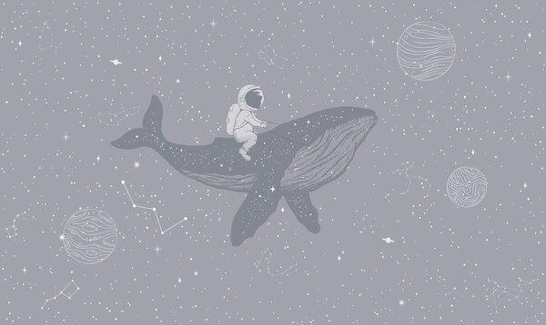 Fototapety Astronaut a kouzelná velryba ve vesmíru, Fototapety moře, w08298 : uwalls.cz