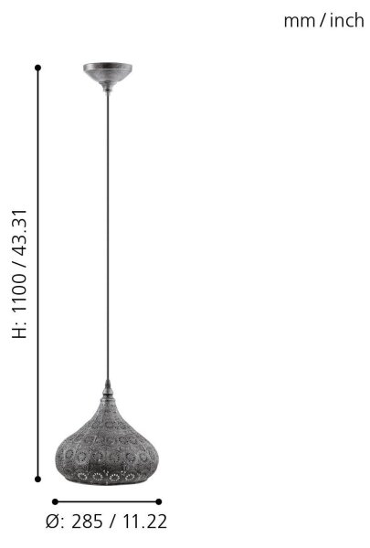 Eglo 49714 - Závěsné svítidlo MELILLA 1xE27/60W