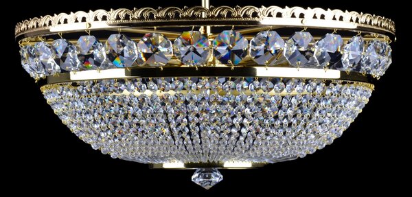 DBK GLASS Jednoduchý štrasový košový lustr s velkými osmihrannými kameny a 9 žárovkami 7122-9-S