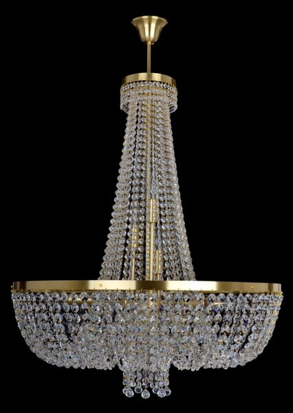 DBK GLASS Moderní štrasový křišťálový lustr ve tvaru vysokého klobouku - zlatá matná mosaz 7160-10-ZM-700x800mm