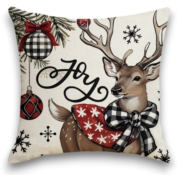Vánoční povlak na polštář DEER WISH 45x45 cm, béžový