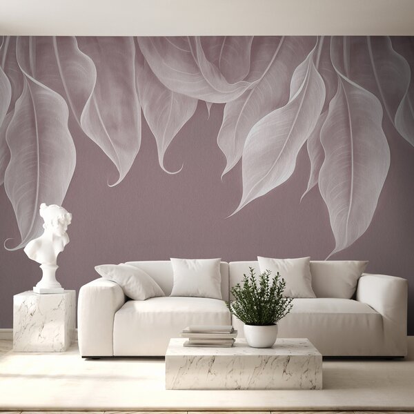 Fototapety visící velké listy v růžové barvě, Fototapety 3D, Fototapety 3d listí, w01680v2 : uwalls.cz