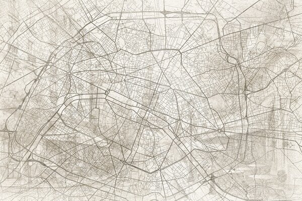 Fototapety Mapa Paříže, liniová kresba, architektura, Francie, béžové barvy, Fototapety mapy světa, w01697 : uwalls.cz