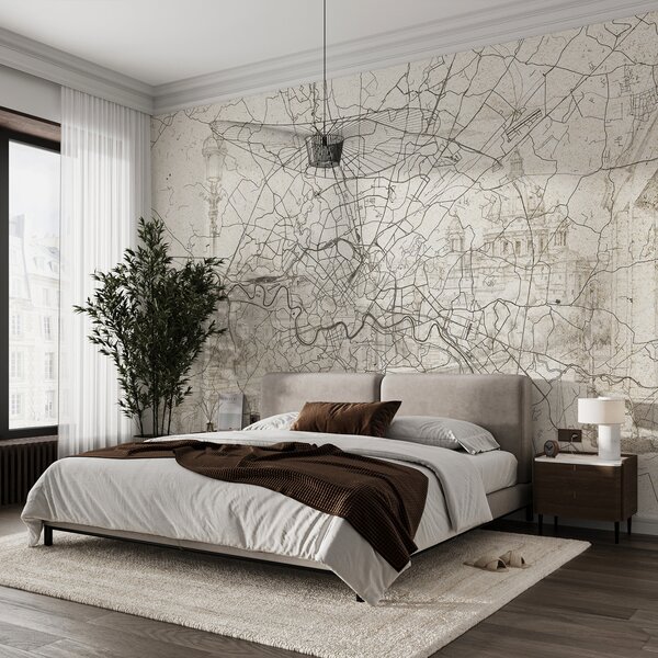 Fototapety Řím mapa města, liniová kresba, architektura, Itálie, béžové barvy, Fototapety mapy světa, w01698 : uwalls.cz