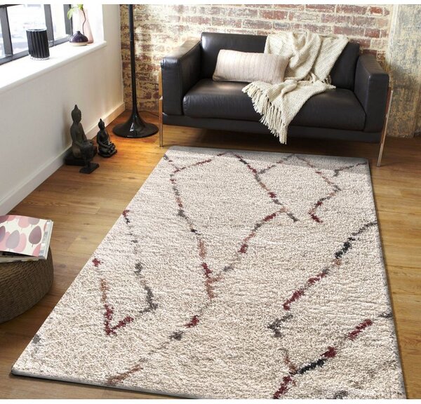 Kobercový ráj Kusový shaggy koberec Santo 04 Moderní krémový Rozměr: 80x150 cm