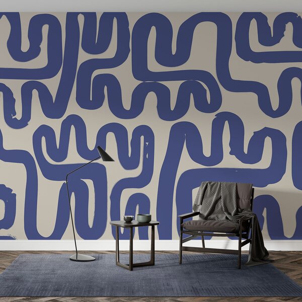 Fototapety Modré navíjecí čáry, Fototapety moderní, w01686 : uwalls.cz